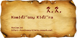 Komlóssy Klára névjegykártya